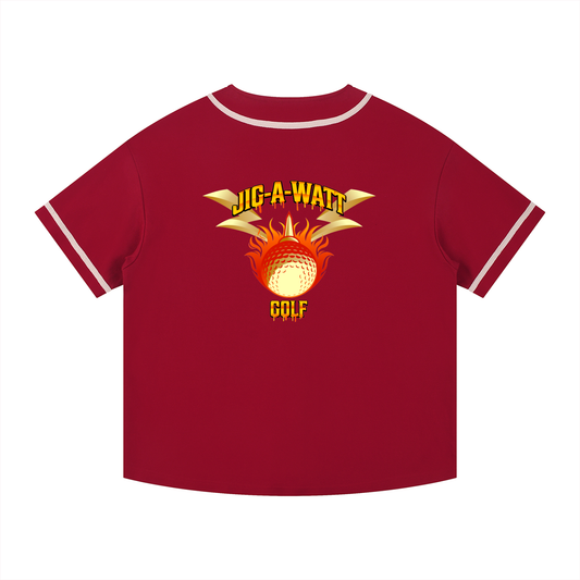 Red Piped Performance Button-Up Jersey